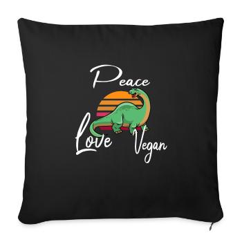 Peace Love Vegan Brontosaurus - Sofa pillowcase 17,3'' x 17,3'' (45 x 45 cm) - black - Front