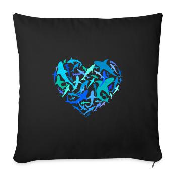 Essaim de requin Shark Diver Shark Heart - Housse de coussin décorative 45 x 45 cm - noir - Devant