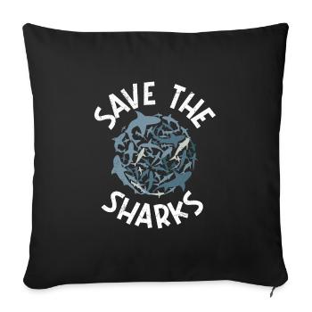 Save Sharks Shark Protection Plongeurs - Housse de coussin décorative 45 x 45 cm - noir - Devant