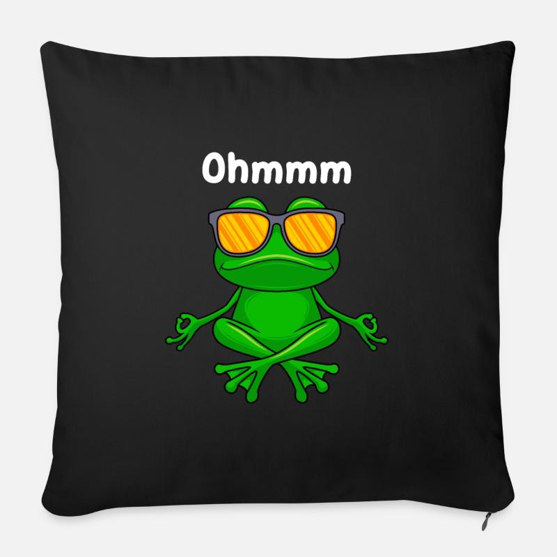 Ohmm lustiger Frosch mit Sonnenbrille - Sofakissenbezug 45 x 45 cm - Schwarz