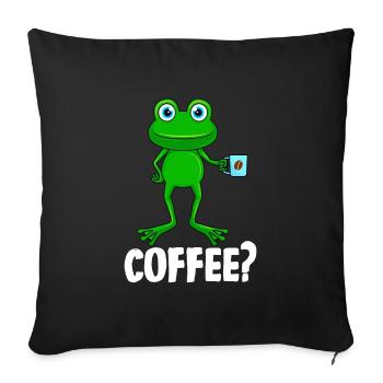 Funny frog with coffee mug coffee espresso - Sofa pillowcase 17,3'' x 17,3'' (45 x 45 cm) - black - Front