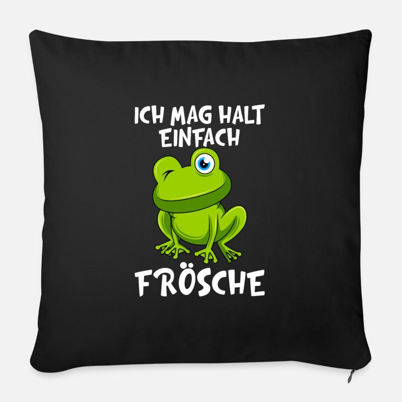 Ich mag halt einfach Frösche Kinder - Sofakissenbezug 45 x 45 cm - Schwarz