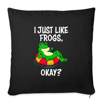 J’aime juste les grenouilles, d’accord? Ventilateur de grenouille - Housse de coussin décorative 45 x 45 cm - noir - Devant