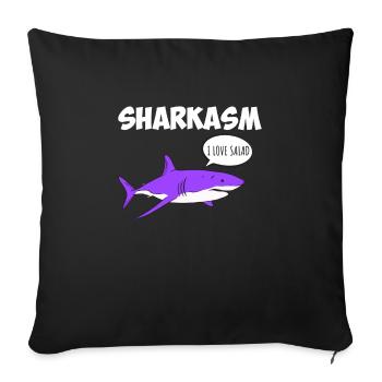 Sharkasm Sarcasme Requin Ironie Végétarien - Housse de coussin décorative 45 x 45 cm - noir - Devant