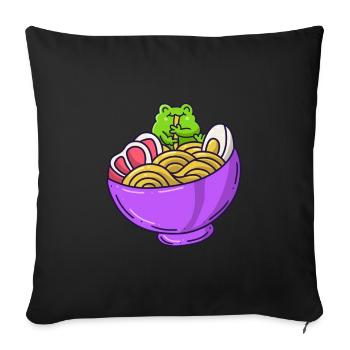 Ramen Noodles Japan Food Frog Noodle Soup - Sofa pillowcase 17,3'' x 17,3'' (45 x 45 cm) - black - Front