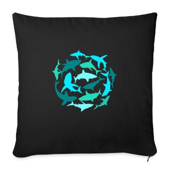 Haie Fischschwarm Taucher Tauchgang Aesthetic - Sofakissenbezug 45 x 45 cm - Schwarz - Vorne
