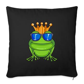 Frog with crown and sunglasses King - Sofa pillowcase 17,3'' x 17,3'' (45 x 45 cm) - black - Front