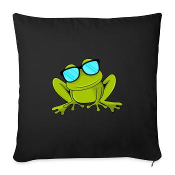 Funny Frog with Sunglasses Kids Toad - Sofa pillowcase 17,3'' x 17,3'' (45 x 45 cm) - black - Front