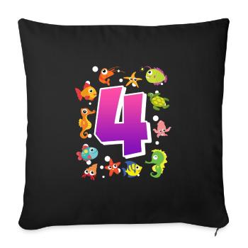 4ème anniversaire fille 4 ans - Housse de coussin décorative 45 x 45 cm - noir - Devant