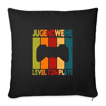 Jugendweihe Level Complete - Sofakissenbezug 45 x 45 cm - Schwarz - Vorne