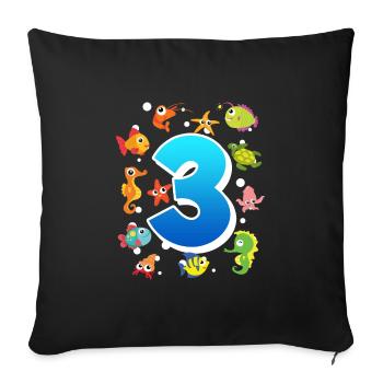 3rd birthday boy 3 years - Sofa pillowcase 17,3'' x 17,3'' (45 x 45 cm) - black - Front