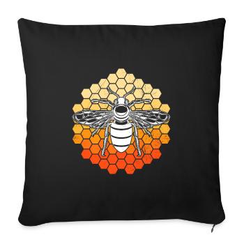 Biene auf Bienenwaben Imker - Sofakissenbezug 45 x 45 cm - Schwarz - Vorne