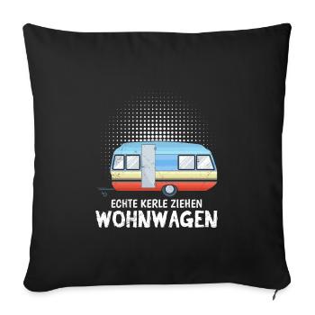 De vrais gars tirent des camping-cars caravanes - Housse de coussin décorative 45 x 45 cm - noir - Devant