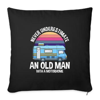 Old Man with Motorhome Papa Grandpa Pensioner Camper - Sofa pillowcase 17,3'' x 17,3'' (45 x 45 cm) - black - Front