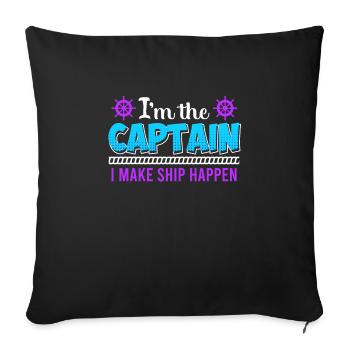 Captain make Ship happen Sailor Boater - Sofa pillowcase 17,3'' x 17,3'' (45 x 45 cm) - black - Front
