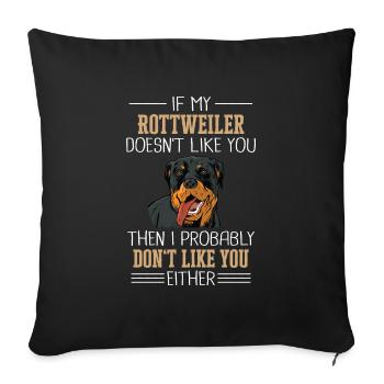 Chien Rottweiler - Housse de coussin décorative 45 x 45 cm - noir - Devant