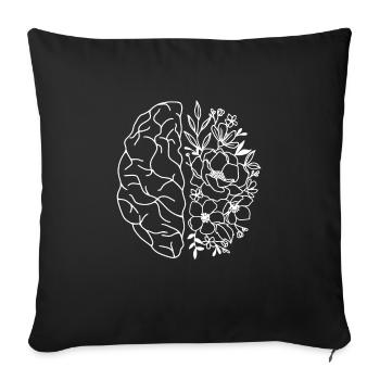 Floral Brain Graphic Unterstützung Psychische Gesundheit Angelegenheiten - Sofakissenbezug 45 x 45 cm - Schwarz - Vorne
