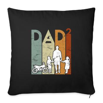 Deux fois Papa Moto Père Papa 2 Enfants - Housse de coussin décorative 45 x 45 cm - noir - Devant