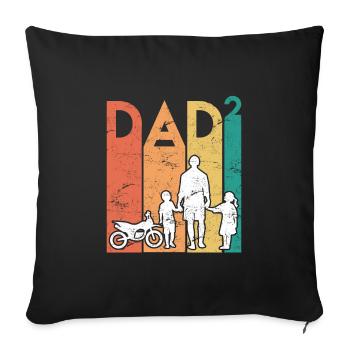 Deux fois Papa Moto Père Papa 2 Enfants - Housse de coussin décorative 45 x 45 cm - noir - Devant