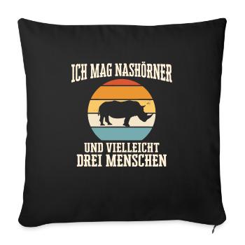 Nashorn Nashörner Tier - Sofakissenbezug 45 x 45 cm - Schwarz - Vorne