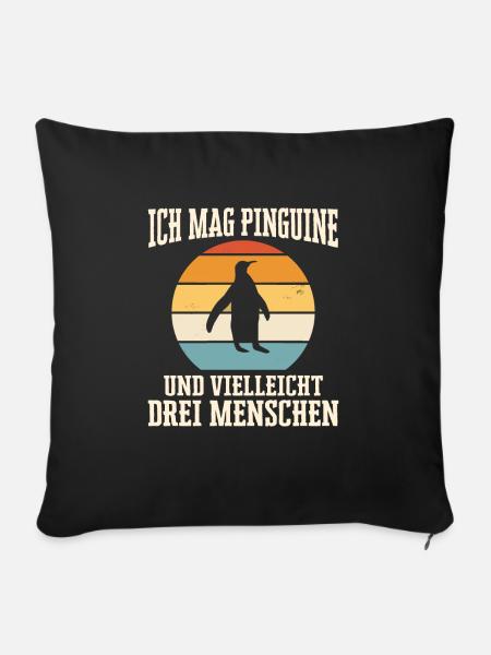 Pinguin Pinguine Tier - Sofakissenbezug 45 x 45 cm - Schwarz
