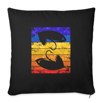 Vintage Fly Fishing Sunset - Sofa pillowcase 17,3'' x 17,3'' (45 x 45 cm) - black - Front