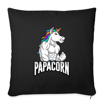 Papacorn Unicorn Father-to-be Dad - Sofa pillowcase 17,3'' x 17,3'' (45 x 45 cm) - black - Front
