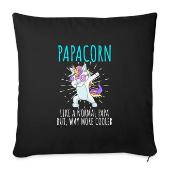 Papacorn cool dad and dad - Sofa pillowcase 17,3'' x 17,3'' (45 x 45 cm) - black - Front