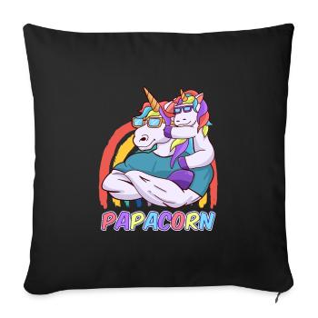 Papa Fille Papacorn Père Fille Messieurs - Housse de coussin décorative 45 x 45 cm - noir - Devant