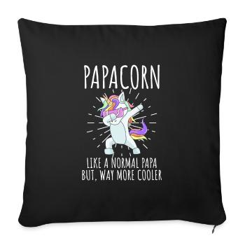 Papacorn cool dad and dad - Sofa pillowcase 17,3'' x 17,3'' (45 x 45 cm) - black - Front