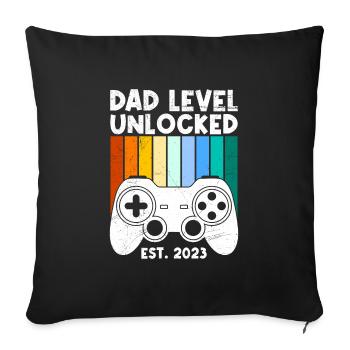 Niveau papa débloqué futur père 2023 - Housse de coussin décorative 45 x 45 cm - noir - Devant
