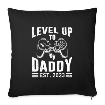 Level up to Daddy 2023 Dad-to-be - Sofa pillowcase 17,3'' x 17,3'' (45 x 45 cm) - black - Front