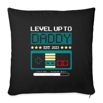 Level up to Daddy 2023 Dad-to-be - Sofa pillowcase 17,3'' x 17,3'' (45 x 45 cm) - black - Front