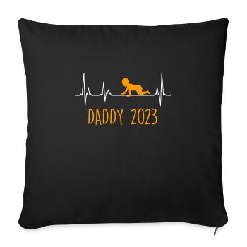 Papa 2023 papa-à-être - Housse de coussin décorative 45 x 45 cm - noir - Devant
