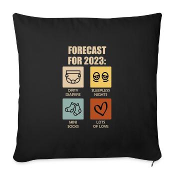 Prédiction 2023 pour les futurs parents 2023 - Housse de coussin décorative 45 x 45 cm - noir - Devant