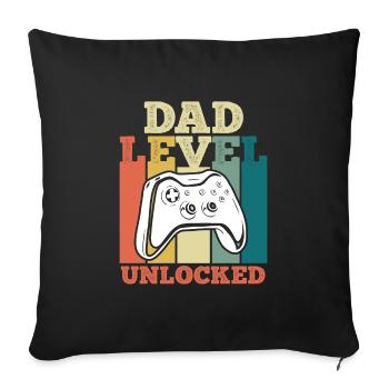 Niveau papa débloqué père-à-être papa 2023 - Housse de coussin décorative 45 x 45 cm - noir - Devant