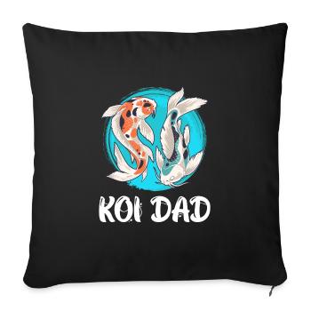 Koi Dad Étang de poissons Koi Pond - Housse de coussin décorative 45 x 45 cm - noir - Devant