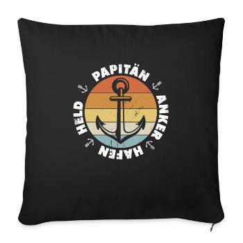 Papitän Papa Kapitän Vatertag Captain Anker Segler - Sofakissenbezug 45 x 45 cm - Schwarz - Vorne