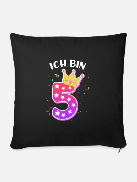 Ich bin schon 5 Jahre 5. Geburtstag Mädchen - Sofakissenbezug 45 x 45 cm - Schwarz