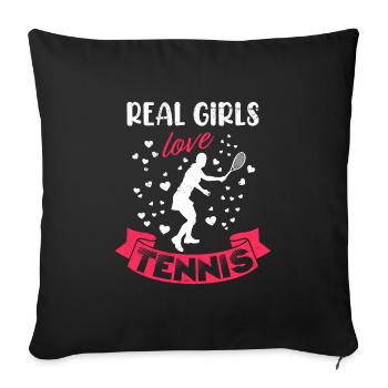 Les vraies filles adorent les femmes de tennis - Housse de coussin décorative 45 x 45 cm - noir - Devant