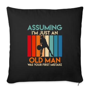 Tennis Grand-père Tennis Retraité vieil homme Tennis - Housse de coussin décorative 45 x 45 cm - noir - Devant
