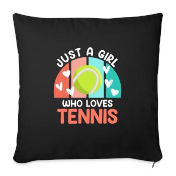 Juste une fille qui aime le tennis - Housse de coussin décorative 45 x 45 cm - noir - Devant