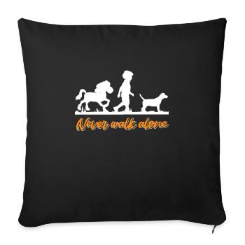 Pferd Hund Reiterin Pferde Mädchen - Sofakissenbezug 45 x 45 cm - Schwarz - Vorne