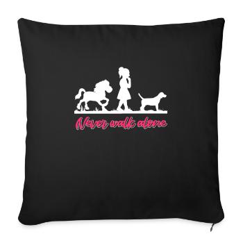 Pferd Hund Reiterin Pferde Mädchen - Sofakissenbezug 45 x 45 cm - Schwarz - Vorne
