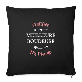 Certifiée meilleure boudeuse du monde - Housse de coussin décorative 45 x 45 cm - noir - Devant