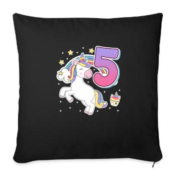 5th Birthday Girl Horse Girl 5 years - Sofa pillowcase 17,3'' x 17,3'' (45 x 45 cm) - black - Front
