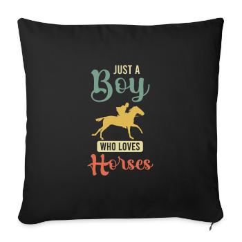 Just a Boy who loves Horses Reiter - Sofakissenbezug 45 x 45 cm - Schwarz - Vorne