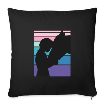 Cavalier Cheval Amour Chevaux Filles Sport équestre - Housse de coussin décorative 45 x 45 cm - noir - Devant