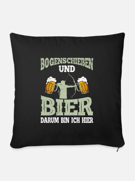 Bogenschießen und Bier Männer - Sofakissenbezug 45 x 45 cm - Schwarz