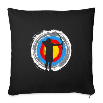 Tir à l’arc Cible Archer - Housse de coussin décorative 45 x 45 cm - noir - Devant